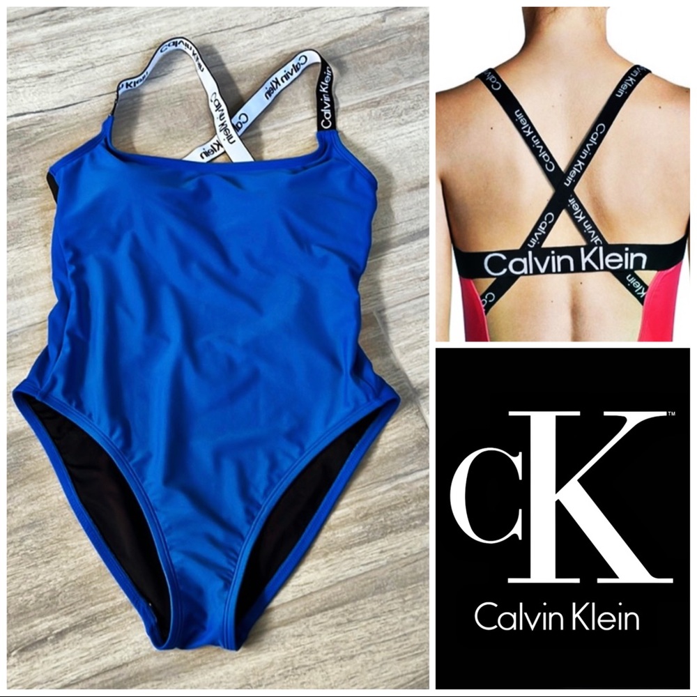 NWT - CALVIN KLEIN - One Piece Royal Blue Swimsuit - SMALL